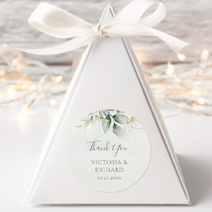 Eucalyptus Greenery Guld Löv Elegant bröllop Runt Klistermärke