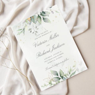 Eucalyptus Greenery Guld Löv Elegant bröllop Spara Datumet