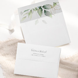 Eucalyptus Greenery Guld Löv Elegant Kuvert