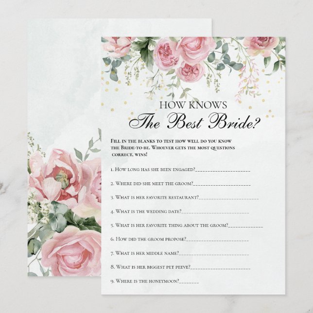 Eucalyptus Greenery Guld Löv Möhippa-spel Inbjudningar (Fram/baksida)