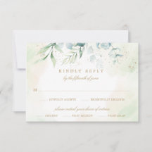 Eucalyptus Greenery Guld Meal Choice Bröllop