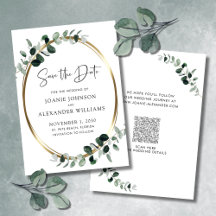 Eucalyptus Greenery Guld Metallic Save Date