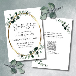 Eucalyptus Greenery Guld Metallic Save Date Spara Datumet