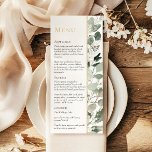 Eucalyptus Greenery Guld Modern Sage Grönt Bröllop Meny