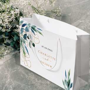 Eucalyptus greenery guld monogram bröllop