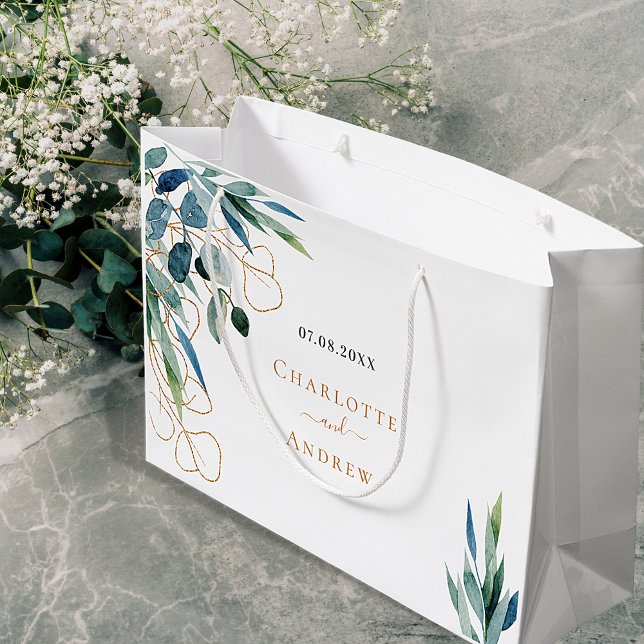 Eucalyptus greenery guld monogram bröllop (Skapare uppladdad)