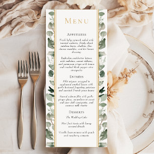 Eucalyptus Greenery Guld Simple Sage Grönt Bröllop Meny
