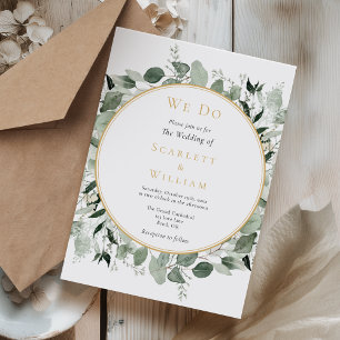 Eucalyptus Greenery Guld Simple Vi gör Bröllop Inbjudningar