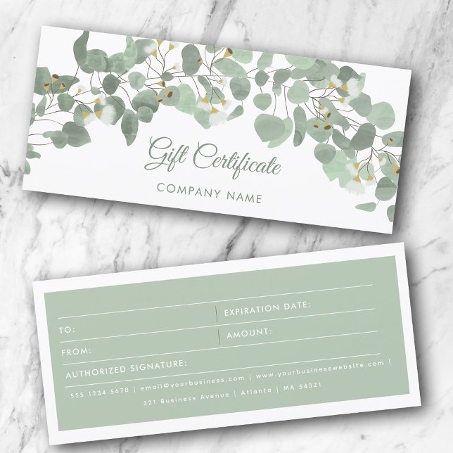 Eucalyptus Greenery Gum Blommars Gift-certifikat (Eucalyptus Greenery Gum Blossoms Gift Certificate)