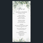 Eucalyptus Greenery Gum Botanical Rustic Bröllop Meny<br><div class="desc">Elegant och den moderna vår/den botaniska bröllop-menyn från mitten av sommaren har en bukett av mjuka vattenfärgsgröna grönt-löv/botaniska löv/eukalyptus och guld glitter stoft. Hitta fler matchande utformningar och variationer från min "blissweddingpaperie"-butik. Och kontakta mig gärna för ytterligare anpassning eller matchning av objekt.</div>