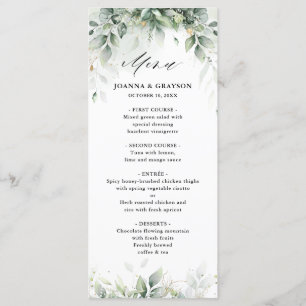 Eucalyptus Greenery Gum Botanical Rustic Bröllop Meny