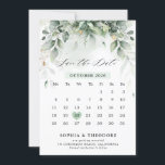 Eucalyptus Greenery Gum Botanical Rustic Calendar Spara Datumet<br><div class="desc">Elegant och modern botanisk kalender för vår/midsommar sparar datumkortet med en bukett av mjuka vattenfärgsgröna löv för lush grönt/botaniska löv/eukalyptus och damm från guld glitter. Hitta fler matchande utformningar och variationer från min "blissweddingpaperie"-butik. Och kontakta mig gärna för ytterligare anpassning eller matchning av objekt.</div>