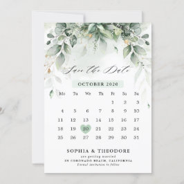 Eucalyptus Greenery Gum Botanical Rustic Calendar Spara Datumet