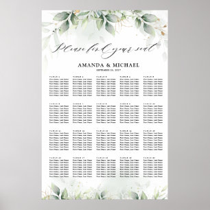 Eucalyptus Greenery Gum Botanical Seatdiagram Poster