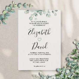 Eucalyptus Greenery Hand plockade Heart Inbjudningar