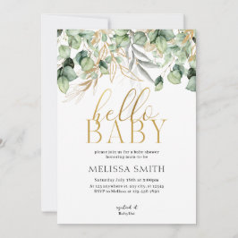 Eucalyptus Greenery Hej Baby Shower Inbjudningar