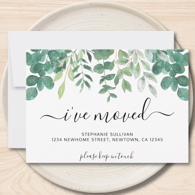 Eucalyptus Greenery jag har Flyttat Flytta Meddelande (Skapare uppladdad)