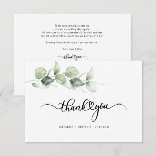 Eucalyptus Greenery Kärlek Heart Calligraphy Bröll Tack Kort