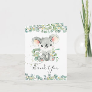 Eucalyptus Greenery Koala Birthday Baby Shower  Tack Kort