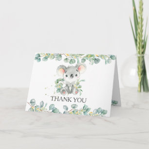 Eucalyptus Greenery Koala Boy Shower Birthday Tack Kort