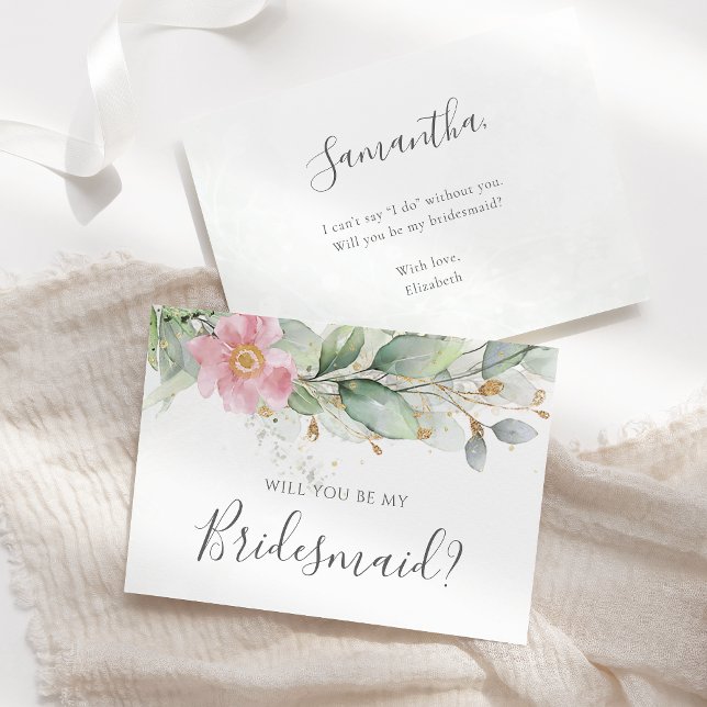 Eucalyptus Greenery, kommer du att bli min bridesm Inbjudningar (Skapare uppladdad)