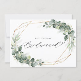 Eucalyptus Greenery Kommer du att bli min Bridesma Inbjudningar