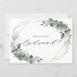 Eucalyptus Greenery Kommer du att bli min Bridesma Inbjudningar