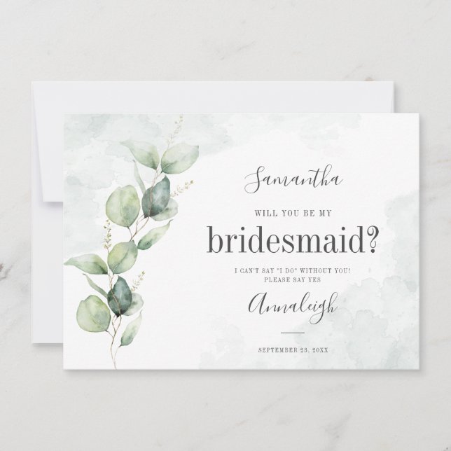 Eucalyptus Greenery, kommer du att bli mitt Brides Inbjudningar (Framsida)