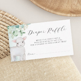 Eucalyptus Greenery Lamb Baby Shower Diaper Raffle Tilläggskort