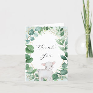 Eucalyptus Greenery Lamb Baby Shower Tack Kort