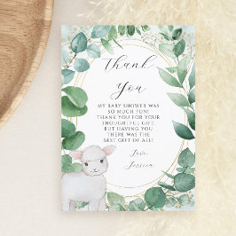 Eucalyptus Greenery Lamb Baby Shower Tack Kort