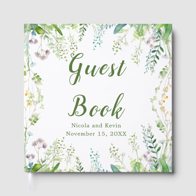 Eucalyptus Greenery Leaves Wedding Guest Book Gästböcker (Framsida)