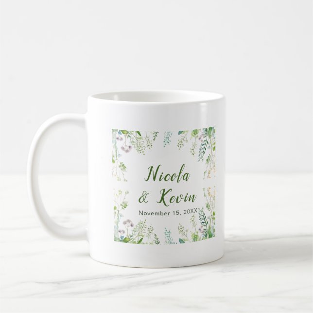 Eucalyptus Greenery Leaves Wedding Kaffemugg (Vänster)