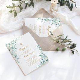 Eucalyptus Greenery Löv baptisminbjudan Inbjudningar