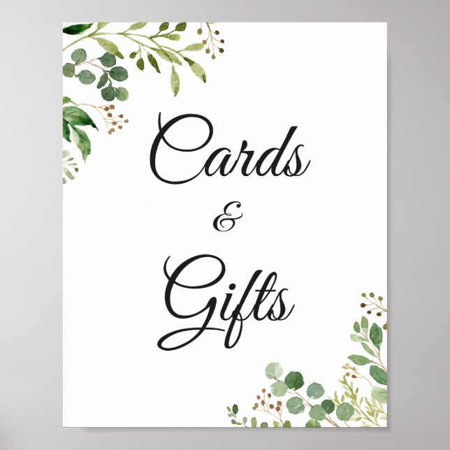 Eucalyptus Greenery Löv cards and Gifts Sign Poster (Framsidan)