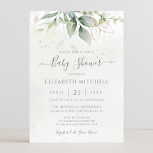 Eucalyptus Greenery Löv Elegant Baby Shower