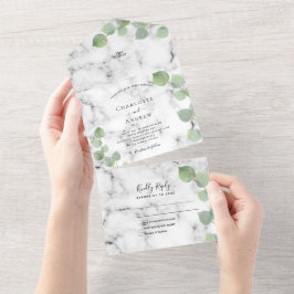 Eucalyptus greenery marble bröllop