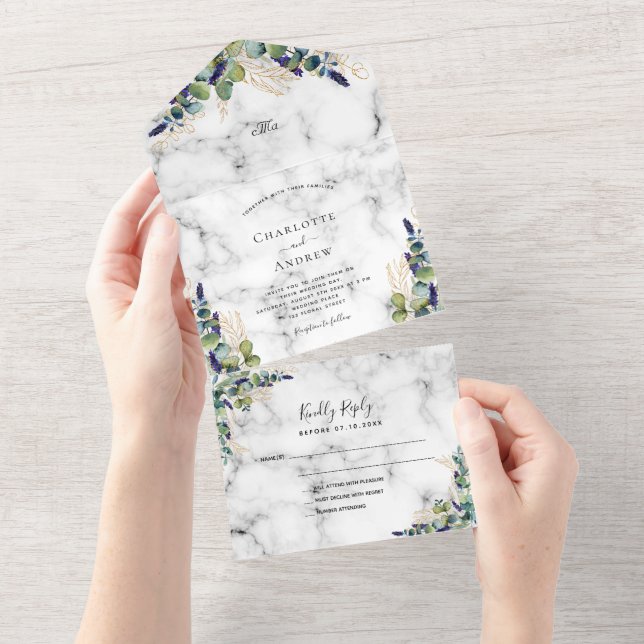 Eucalyptus greenery marble bröllop (Tearaway)