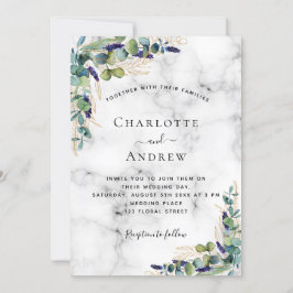 Eucalyptus greenery marble bröllop inbjudningar