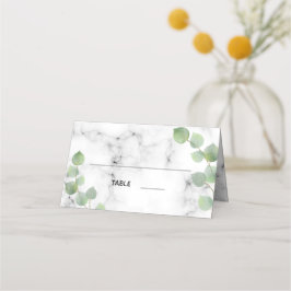 Eucalyptus greenery marble bröllop placeringskort