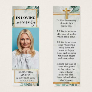 Eucalyptus Greenery Memorial Funeral Bookmark Litet Visitkort