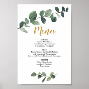 Eucalyptus Greenery Menu eller Pub Menu Sign Poster