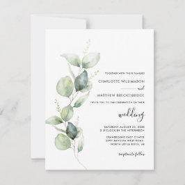 Eucalyptus Greenery Minimalist Bröllop Inbjudningar