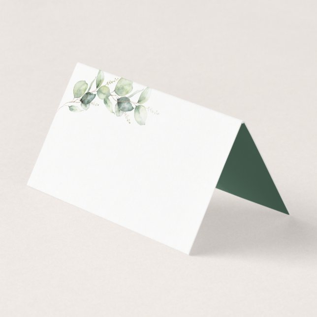 Eucalyptus Greenery Minimalist Bröllop-platskort Kort (Framsida)