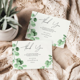 Eucalyptus Greenery Minimalist Bröllop Tack Kort