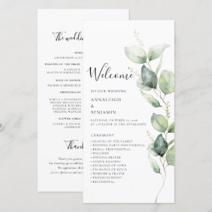 Eucalyptus Greenery Minimalist Bröllopsprogram