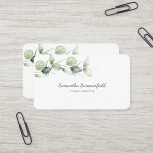 Eucalyptus Greenery Minimalist Elegant Script Visitkort