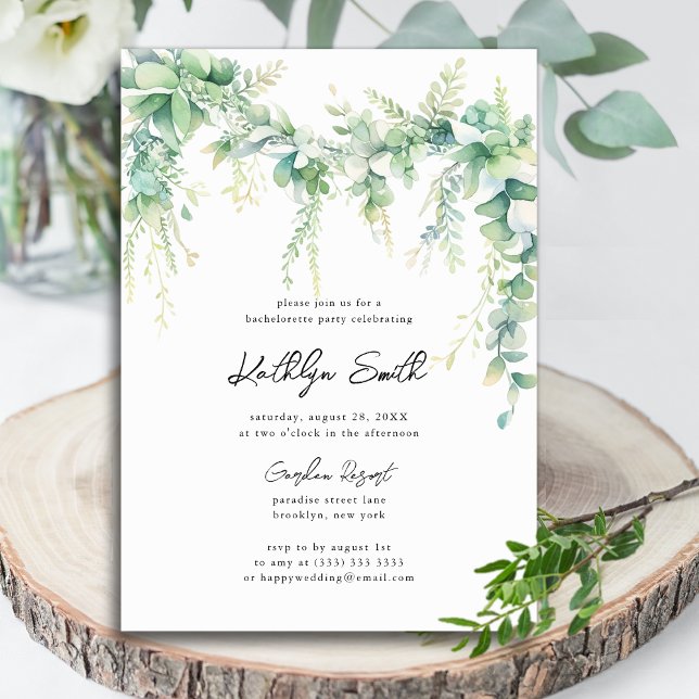 Eucalyptus Greenery Modern Bachelorette Party Inbjudningar (Skapare uppladdad)