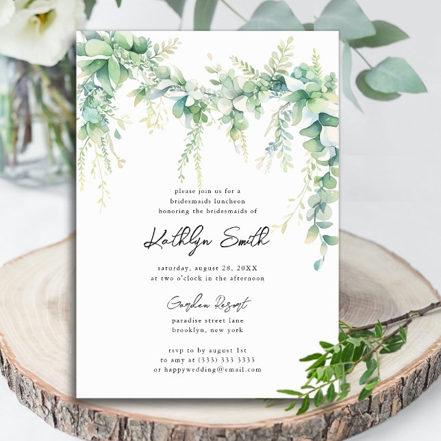 Eucalyptus Greenery Modern Bridesmaids Luncheon Inbjudningar (Skapare uppladdad)