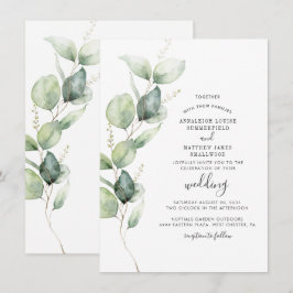 Eucalyptus Greenery Modern Bröllop Inbjudningar